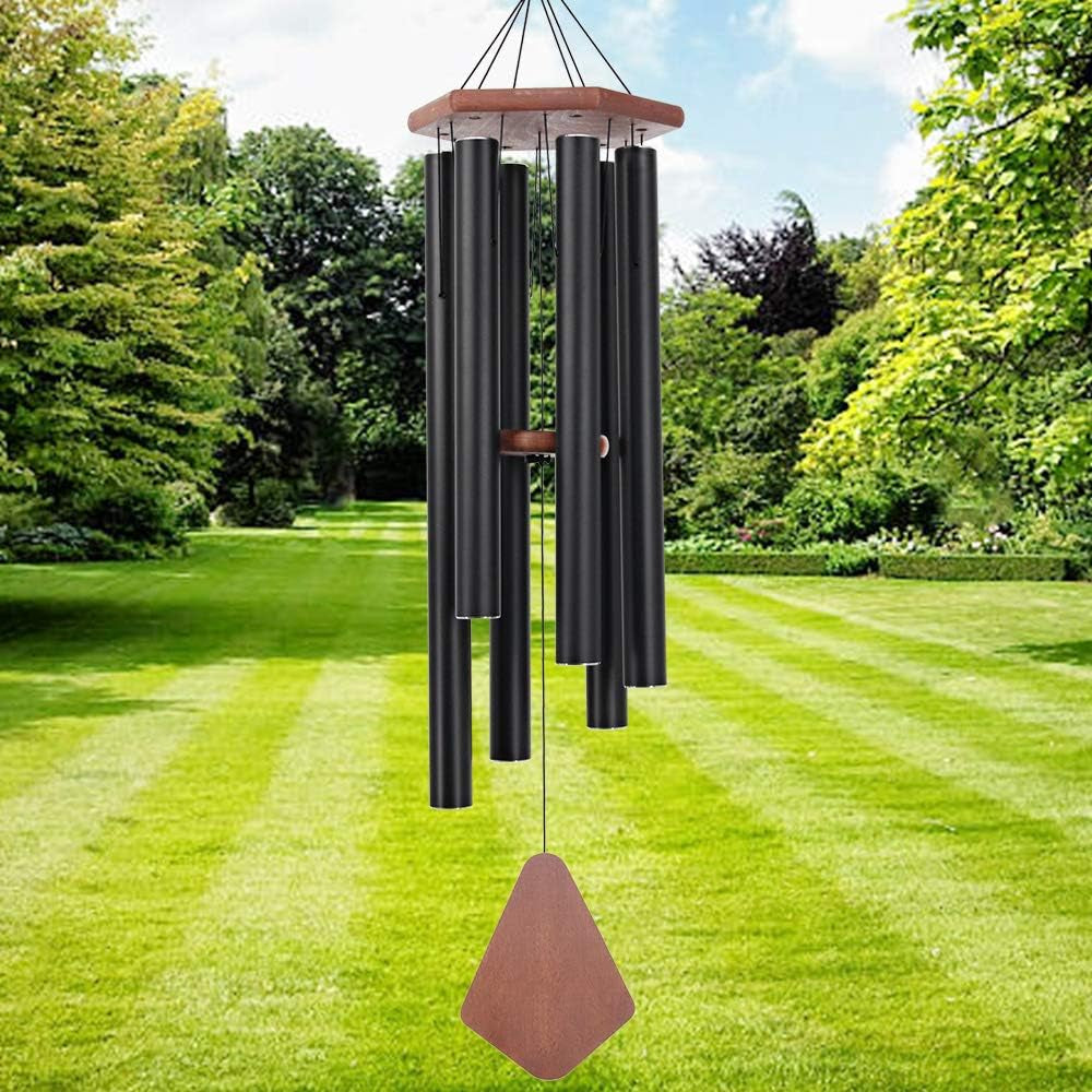 Enchanting 30-Inch Deep Tone Memorial Wind Chimes with Hook - Perfect Gift for Mother's Day, Housewarming, and Christmas - Ideal for Patio, Garden, and Home Decor in Elegant Black