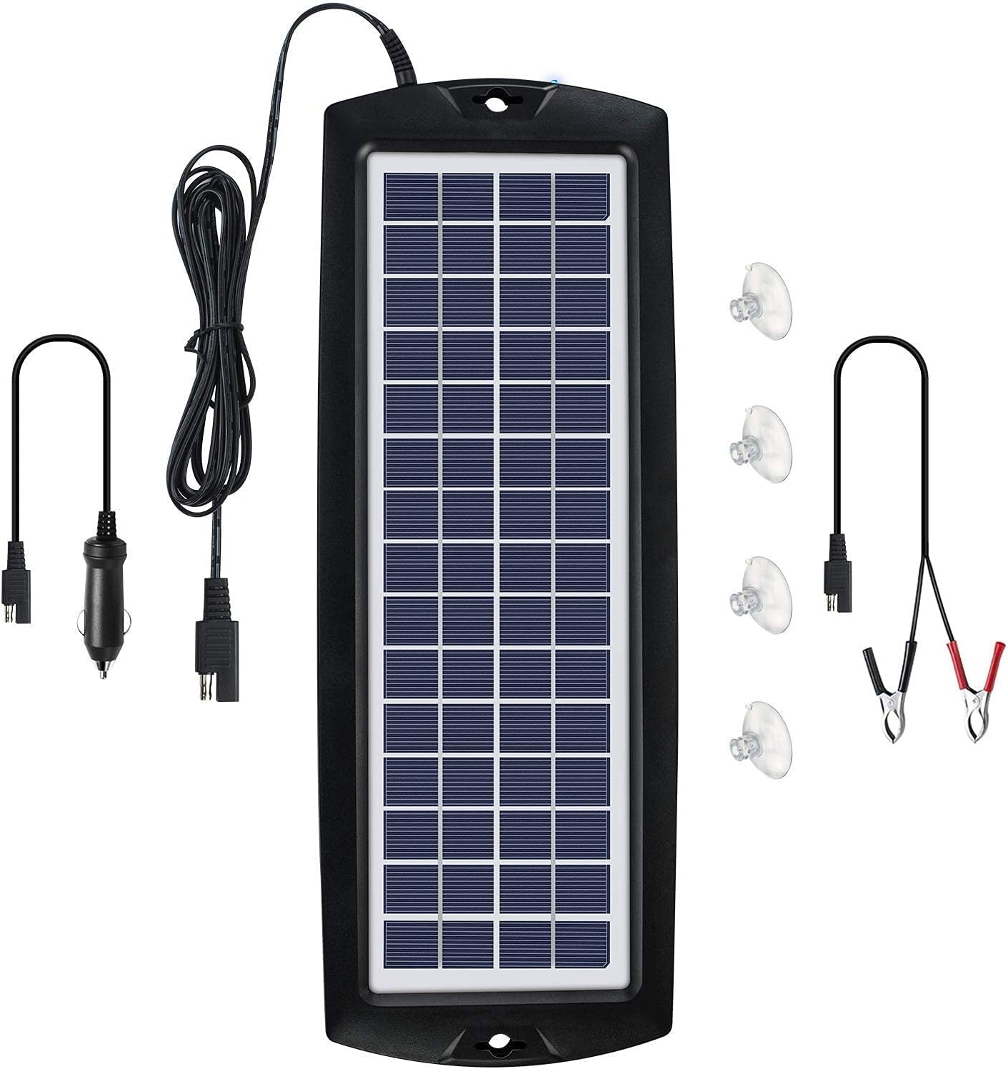 Efficient 12V Solar Battery Trickle Charger & Maintainer - Keep Your Car, Motorcycle, or RV Battery Charged Anywhere!