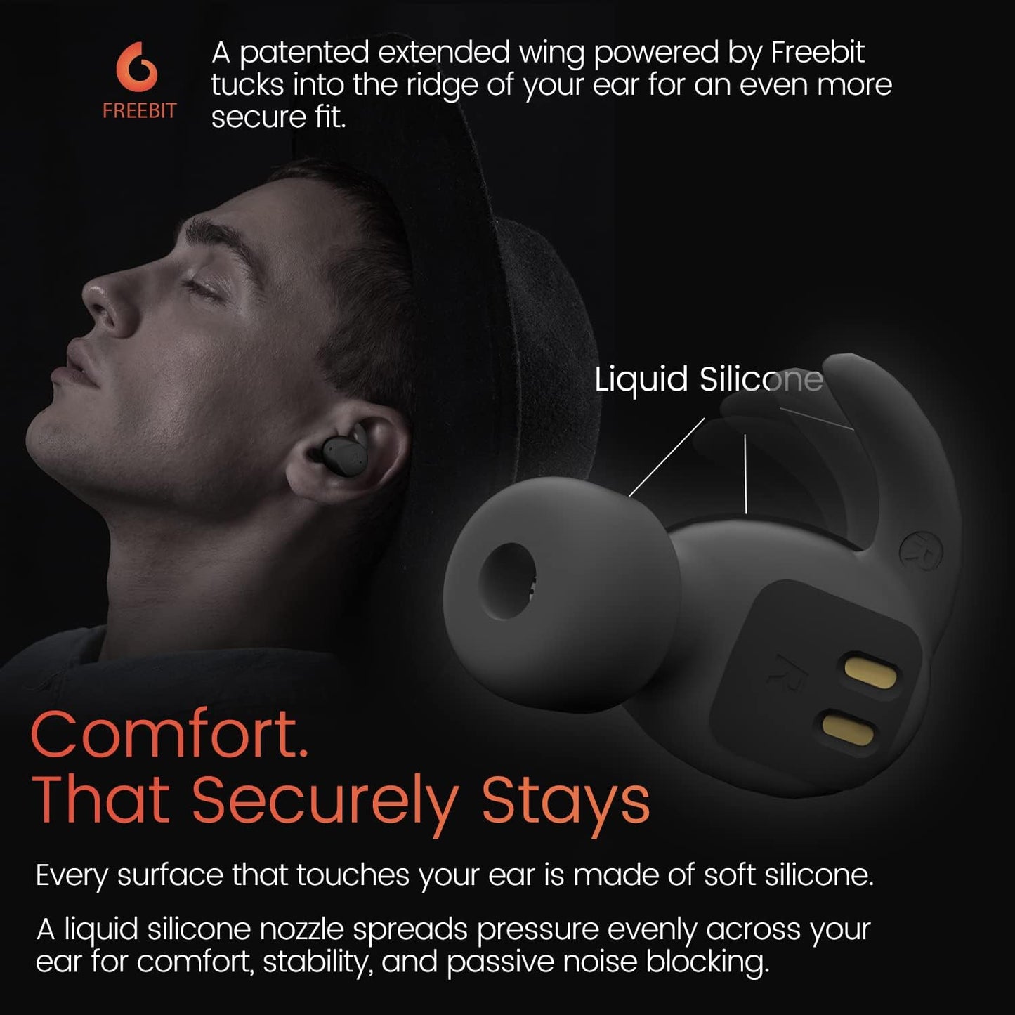 Wireless Sports Earbuds, [Lilt Series] Bluetooth 5.2 Ear Bud Headphone, Noise Isolation, Hear-Through, Gaming Mode, IPX7 Waterproof, ENC, Clear Calls, 24H with Charging Case, Black