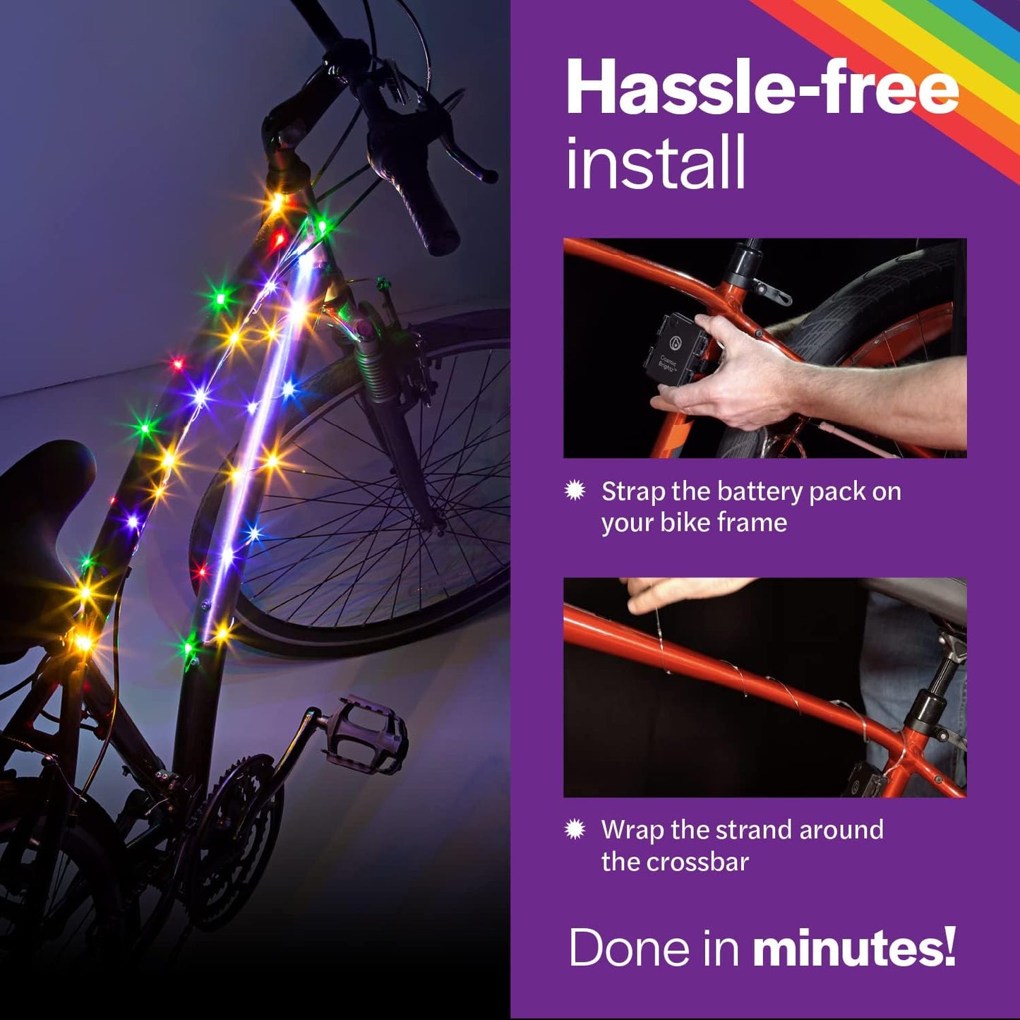 "Light Up Your Ride! 🚴‍♂️✨ Transform your bike with our Cosmic LED Frame Rope Light - 6.5ft of vibrant fun! Perfect for kids, teens, & adults. Stay safe & stylish on every adventure! 💡🌈 #BikeLife #LEDLights"