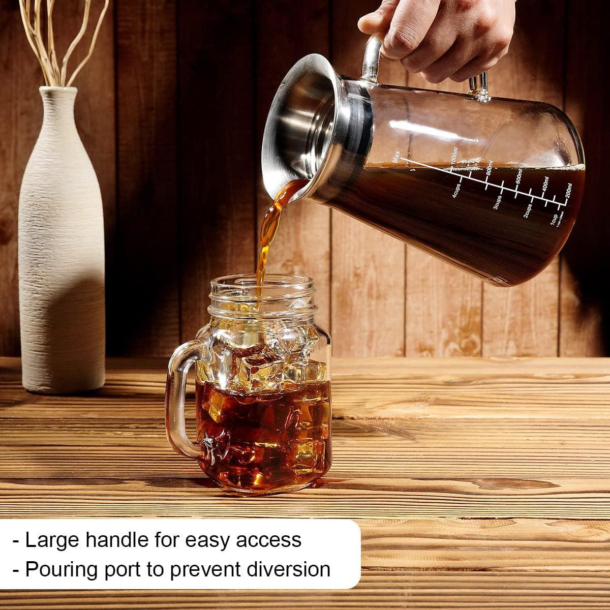 Brew Café-Quality Iced Coffee at Home with the Airtight 51Oz Cold Brew Coffee Maker - Durable Borosilicate Glass & Stainless Steel Filter