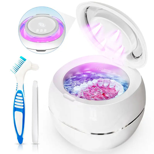 Ultrasonic Cleaner Retainer Cleaning Machine - 43Khz Ultra Sonic Clean Pod for Denture Mouth Guard Aligner Dental Trays (Upgraded) Oral Gift