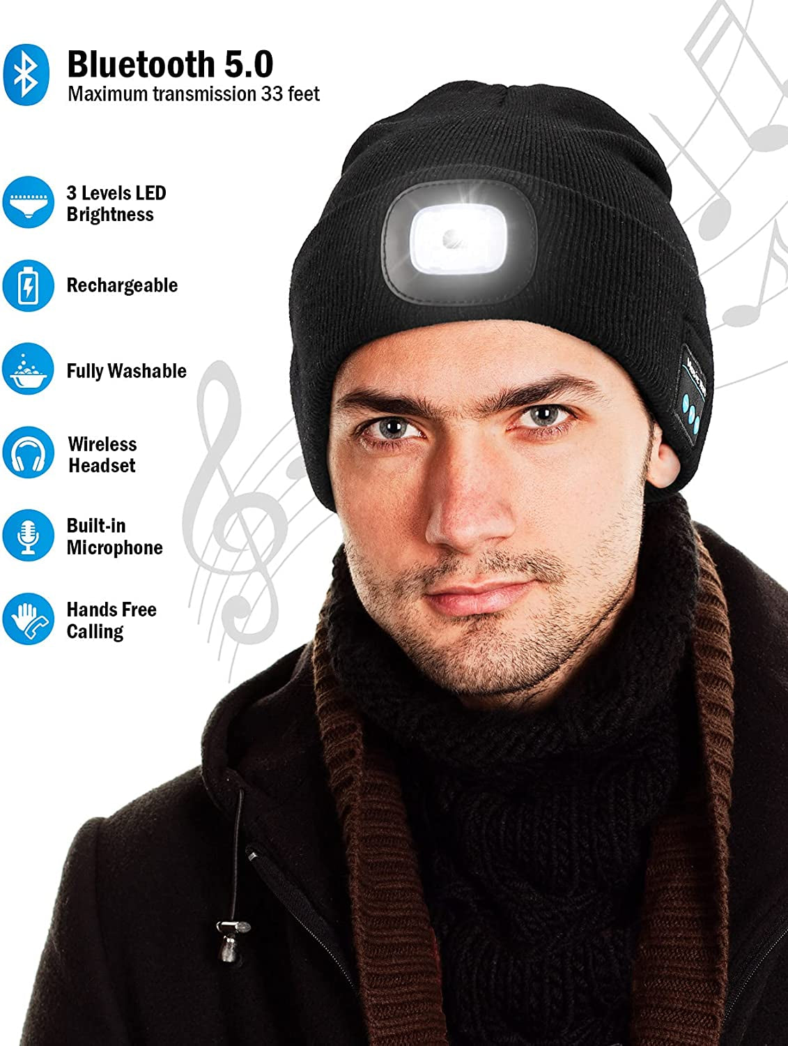 🎶✨ Light Up Your Winter! 🔦💖 Check out this Bluetooth Beanie with LED Lights & Cordless Headphones! Perfect for unique Christmas & Birthday gifts for the special guys in your life! 🎁🧢 #GiftIdeas #BluetoothBeanie #WinterEssentials