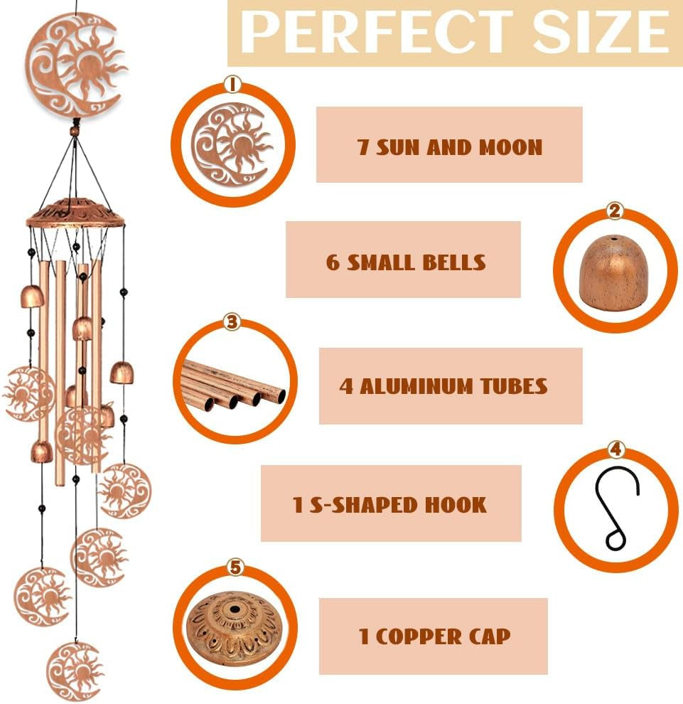 Enchanting Sun and Moon Wind Chimes - Perfect for Your Garden, Patio, or Home Decor