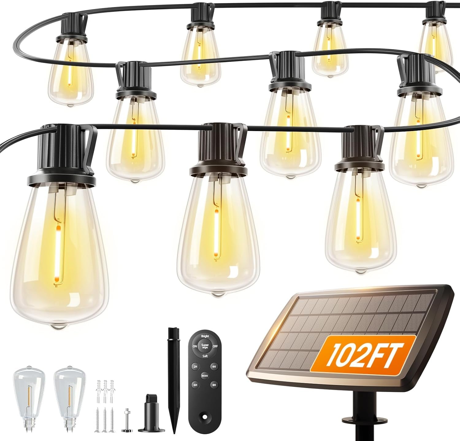 Transform Your Outdoor Space with 102FT Solar String Lights - Remote Controlled, Waterproof, and Dimmable for Ultimate Ambiance