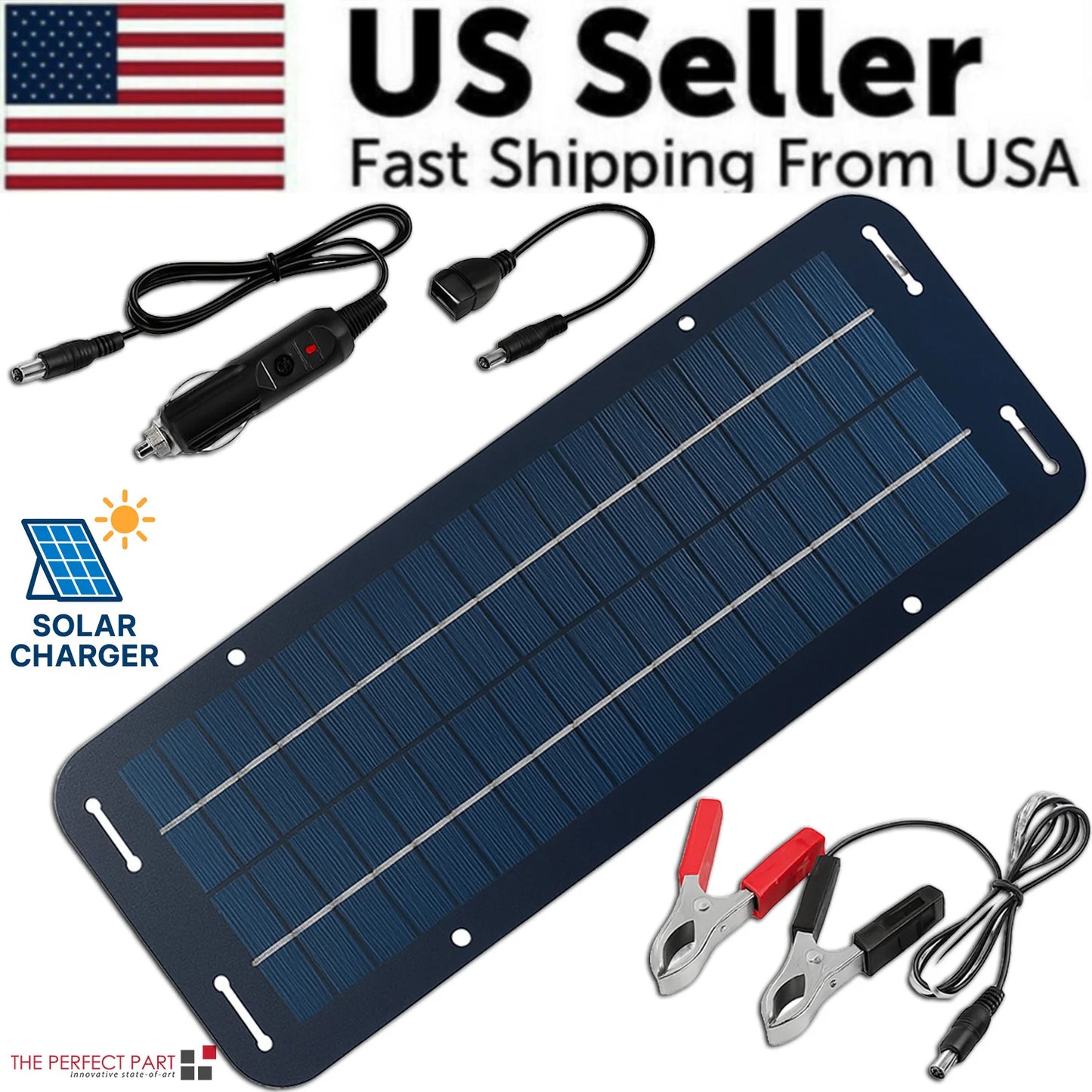 30W High-Efficiency Solar Panel Kit - 12V Trickle Charger for Boats, Cars, and RVs