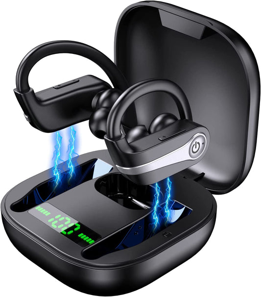 Wireless Earbuds, Bluetooth 5.1 Headphones Sport Wireless Earphones in Ear Noise Cancelling Earbuds with Mic Deep Bass Sport Earhooks IP7 Waterproof 40H Playtime Headset for Running Sport Gym-New Ver.