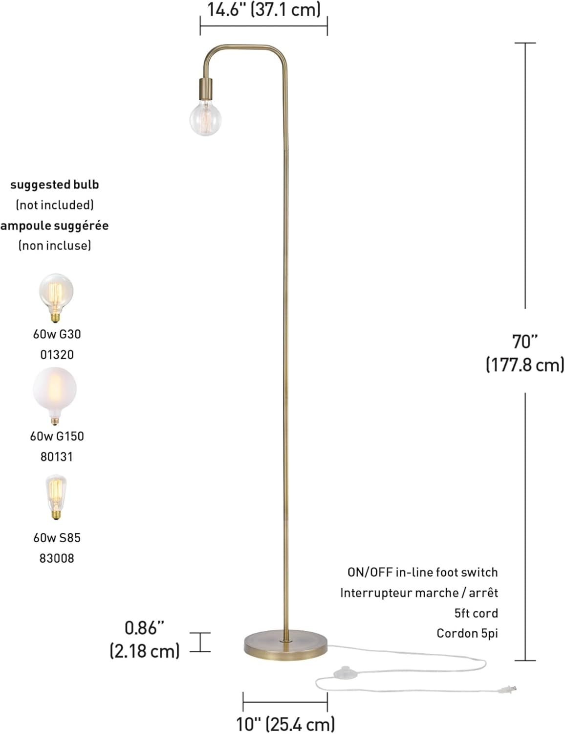 ✨ Illuminate your space with the stunning 70" Matte Brass Holden Floor Lamp! 💡 Featuring a convenient in-line foot switch for easy on/off. Perfect for any room! #HomeDecor #Lighting #InteriorDesign