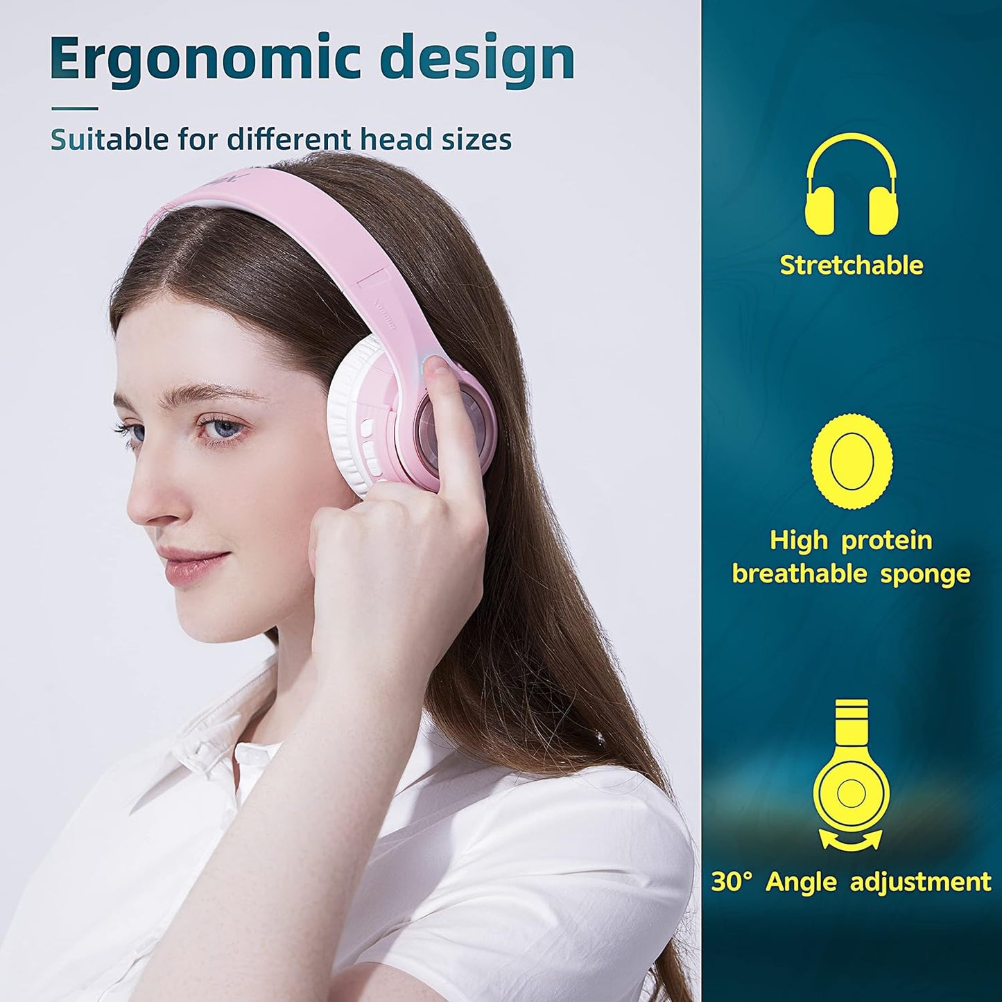 TX8 Bluetooth Headphones, over Ear Headphones, HIFI Stereo, with Touch Control and Mic, Soft Earmuffs/Foldable/Sd/Tf, 40H Playtime, for Travel/Tv/Music/Ofc/Gym/Game