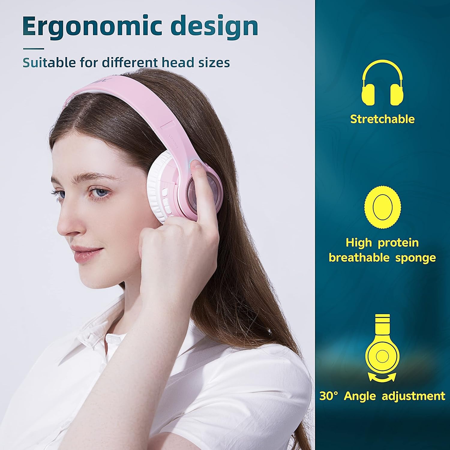 TX8 Bluetooth Headphones, over Ear Headphones, HIFI Stereo, with Touch Control and Mic, Soft Earmuffs/Foldable/Sd/Tf, 40H Playtime, for Travel/Tv/Music/Ofc/Gym/Game