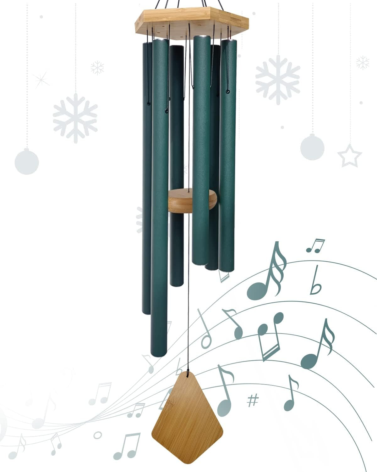 Enchanting 30-Inch Deep Tone Memorial Wind Chimes with Hook - Perfect Gift for Mother's Day, Housewarming, and Christmas - Ideal for Patio, Garden, and Home Decor in Elegant Black