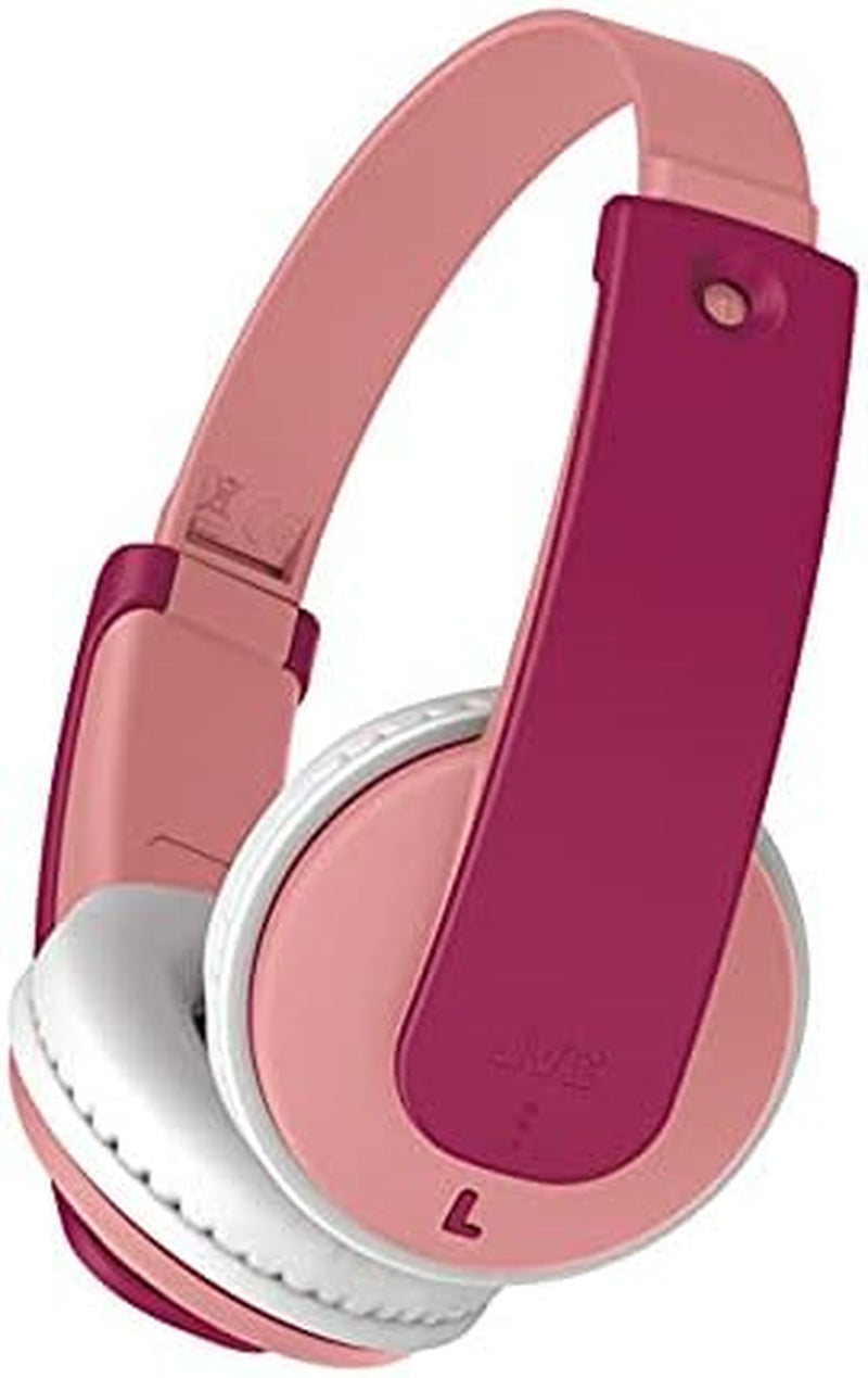 CHILL with these Bluetooth Kids Headphones.16 Hours Play Time, Active Volume Limiter, Comfortable and Easy-To-Clean Soft Ear Pads, 7-Step Length Adjuster, Fun Stickers Included - HAKD10WP (Pink)