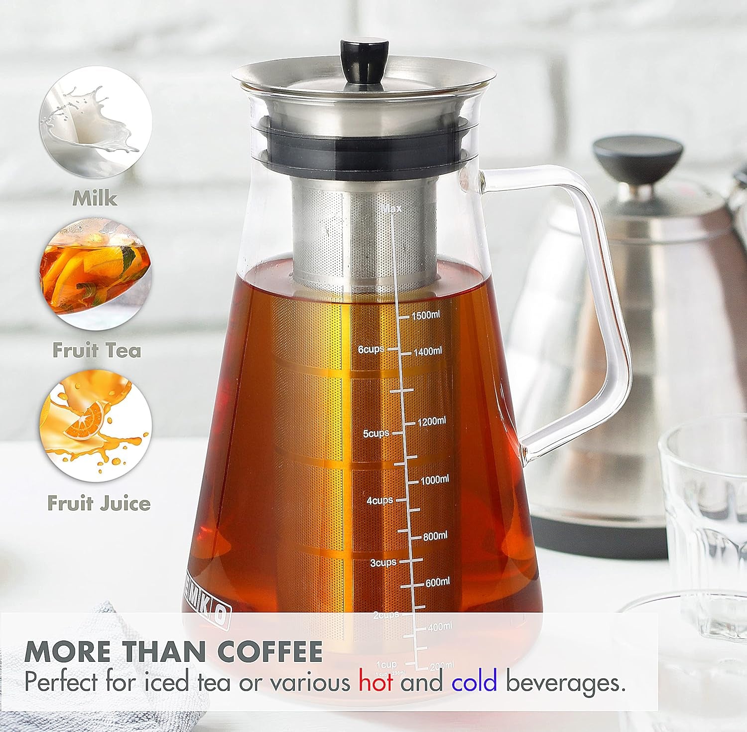 Brew Café-Quality Iced Coffee at Home with the Airtight 51Oz Cold Brew Coffee Maker - Durable Borosilicate Glass & Stainless Steel Filter