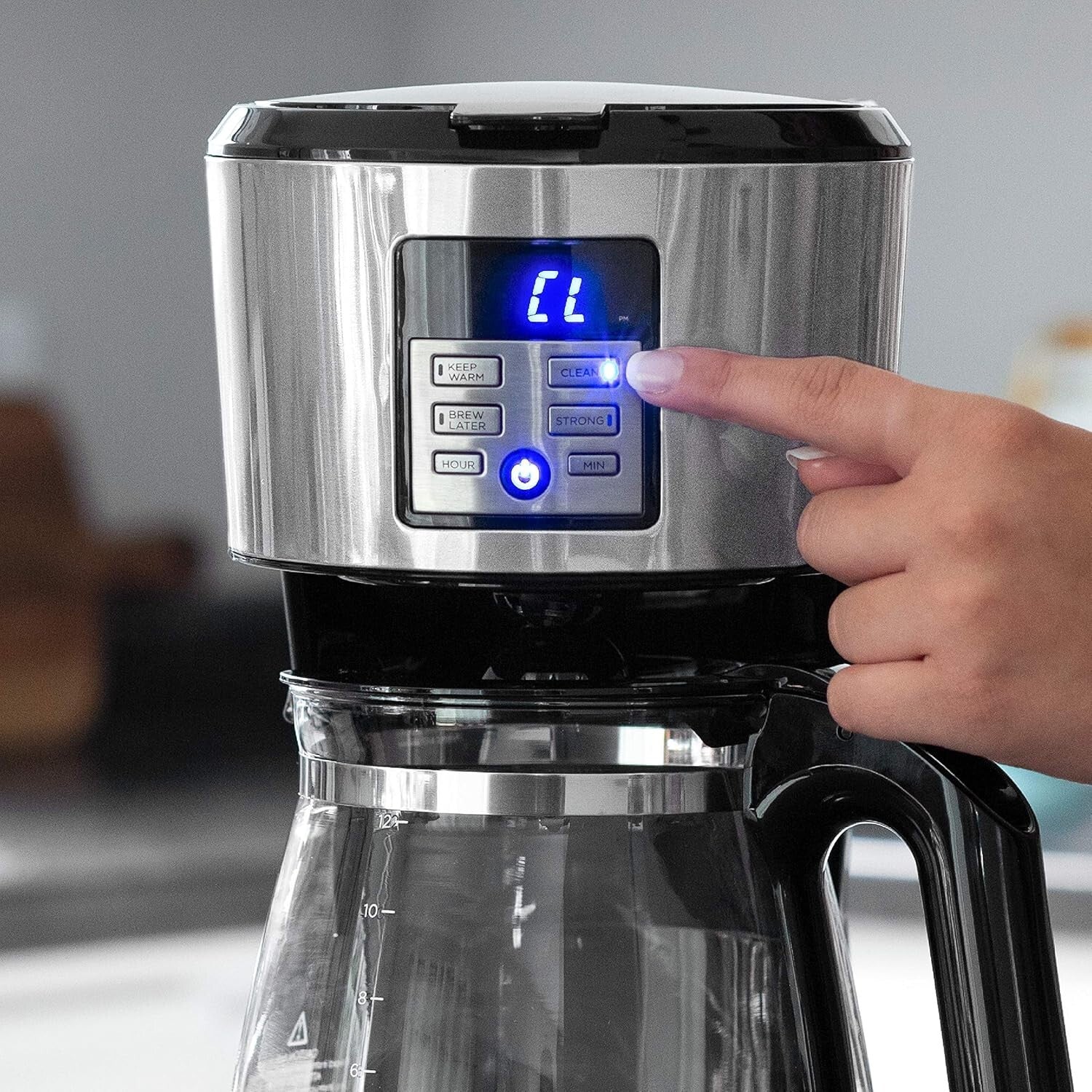 Experience Bold Flavor with the Programmable 12-Cup Coffee Maker Featuring Exclusive Vortex Technology in Sleek Silver