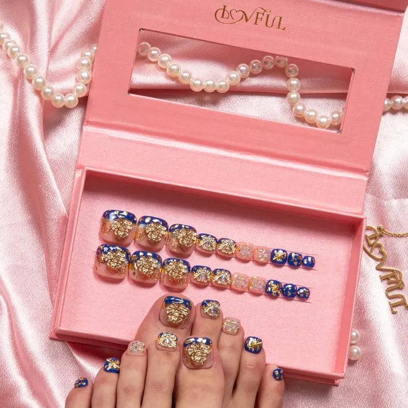20PCS SIZE FREE Lovful Acrylictoes Handmade Press on Feet Nails Pedicure Acrylicnailtoes (RY)
