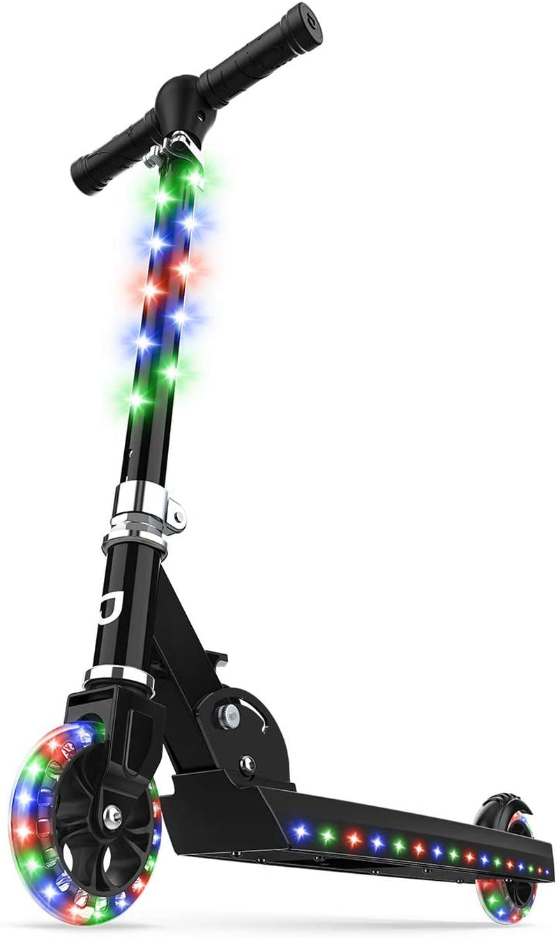 "🌟 Zoom into fun, Light it Up, with the Jupiter Kick Scooter! 🌈 Perfect for kids, this lightweight, collapsible ride features dazzling RGB lights on the stem, wheels, and deck. Get ready to roll in style! 🛴✨ #KidApproved #ScooterLife"