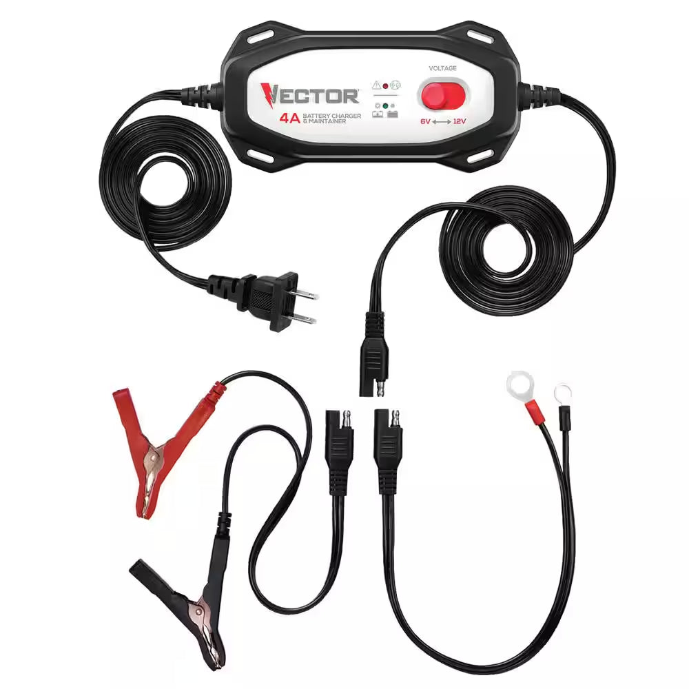 Reliable 4 Amp Battery Charger and Maintainer for 6V/12V Lead Acid Batteries