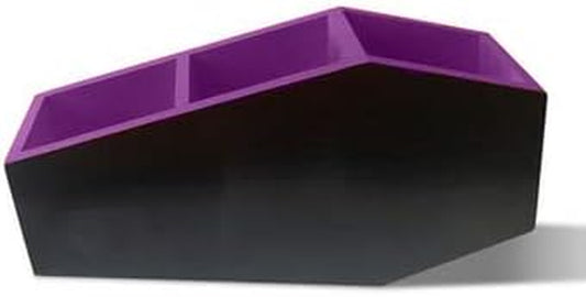 Purple Coffin Makeup Brush Holder |3-Compartment Vanity Organizer and Desk Storage for Lipstick & Eyeshadow Pen| Skincare Cosmetic Display Cases for Bathroom