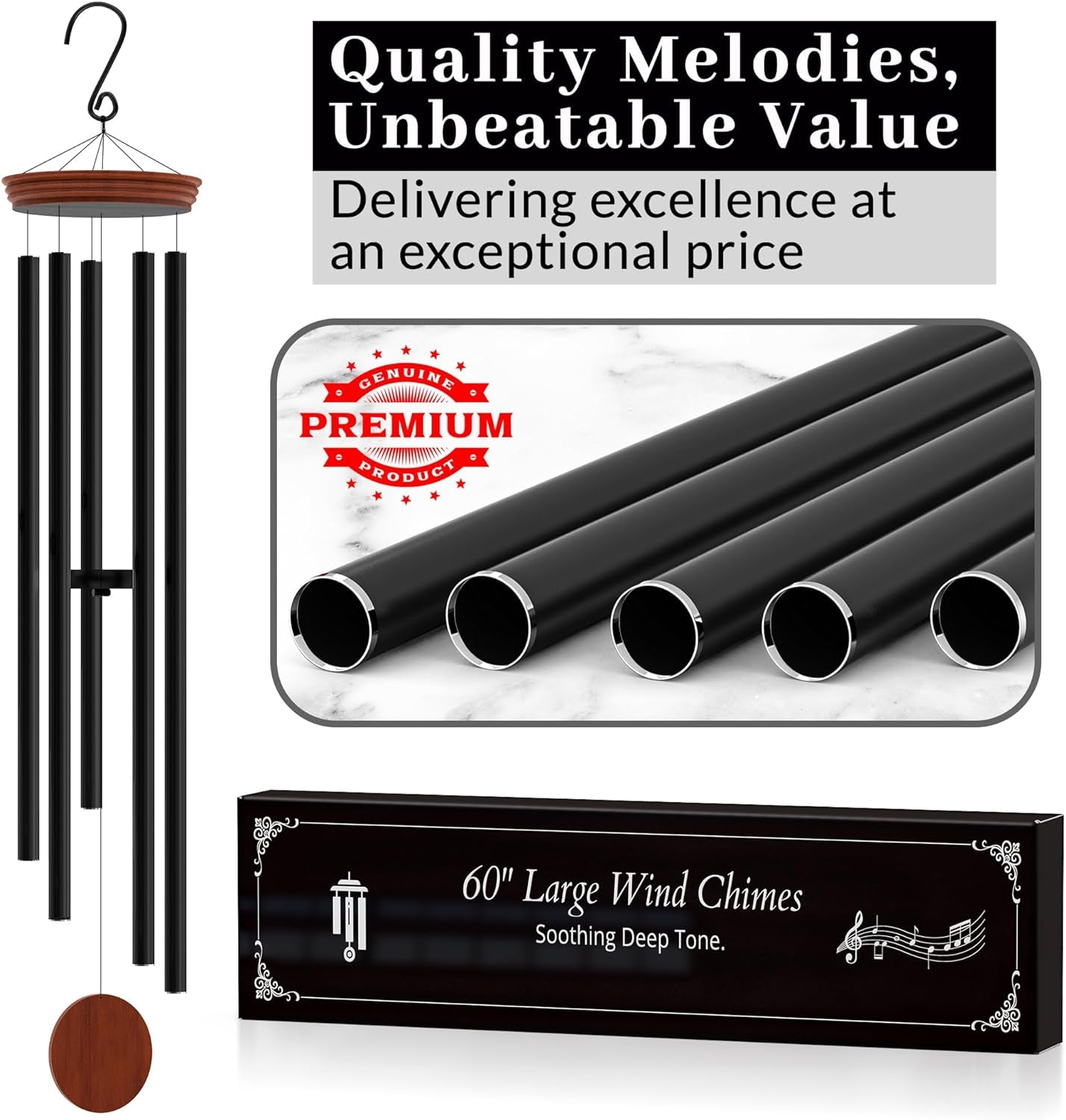 Experience Serenity with Our 60" Extra Large Deep Tone Wind Chimes - Perfect for Outdoor Relaxation