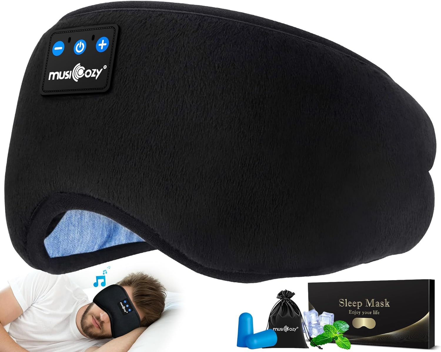 Cozy Up with Bluetooth 5.2 Sleep Headphones: The Perfect Eye Mask for Music Lovers & Side Sleepers! 🎧💤 Ideal Gift for Moms, Men & Women!