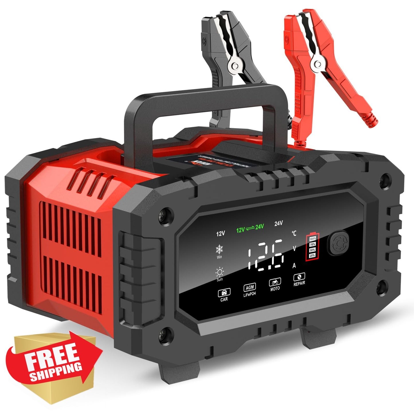 YONHAN 20A 12V/24V Battery Charger Maintainer for Car AGM