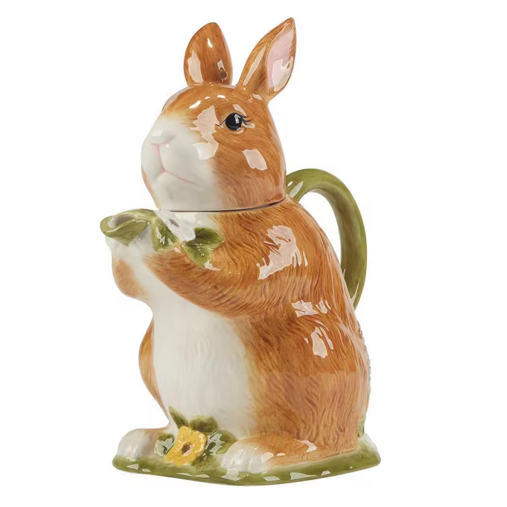 Charming Easter Meadow 3-D Bunny Teapot - Perfect for Spring Celebrations and Tea Time