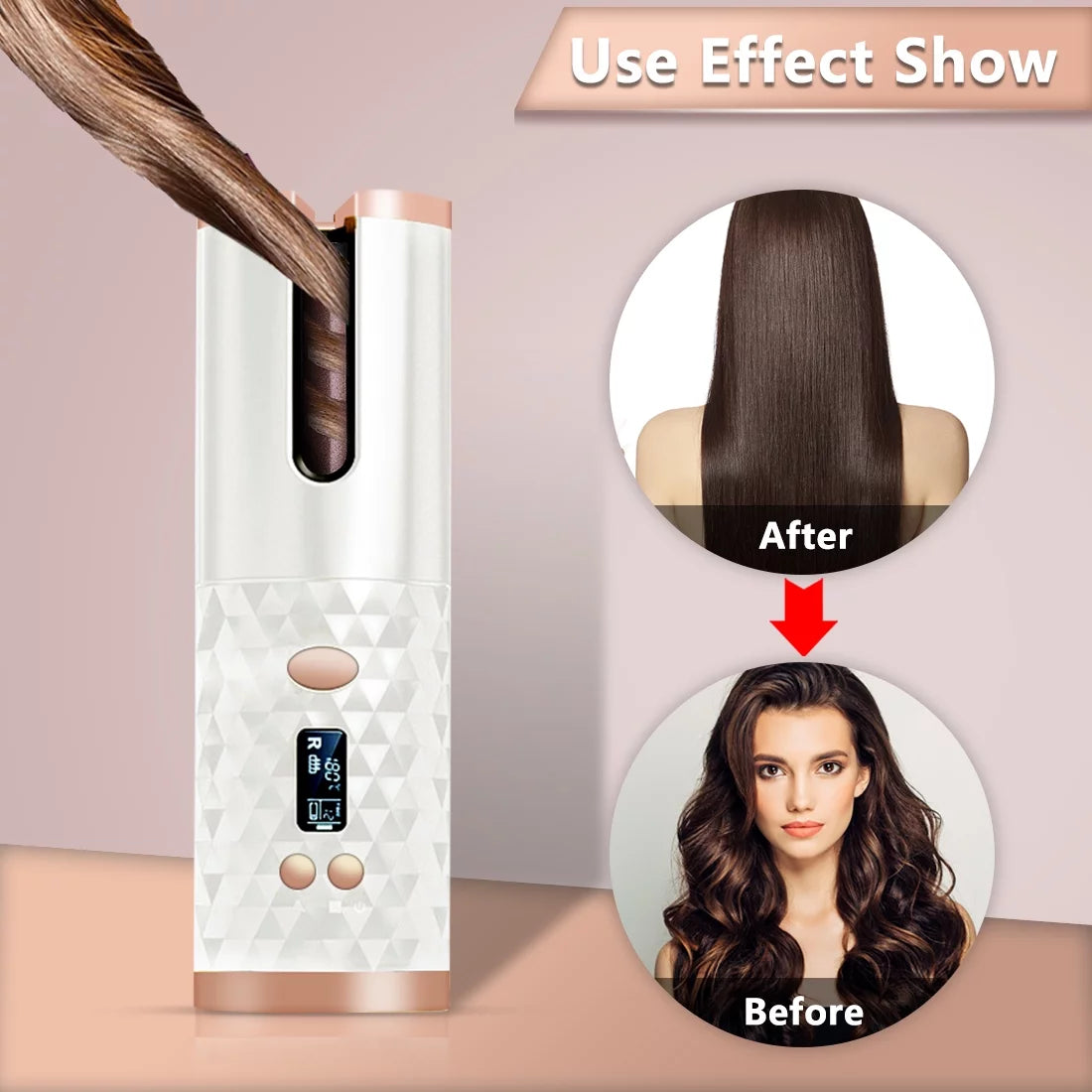 Revolutionary Cordless Automatic Hair Curler - USB Rechargeable, Portable Curling Wand for Effortless Curls Anywhere
