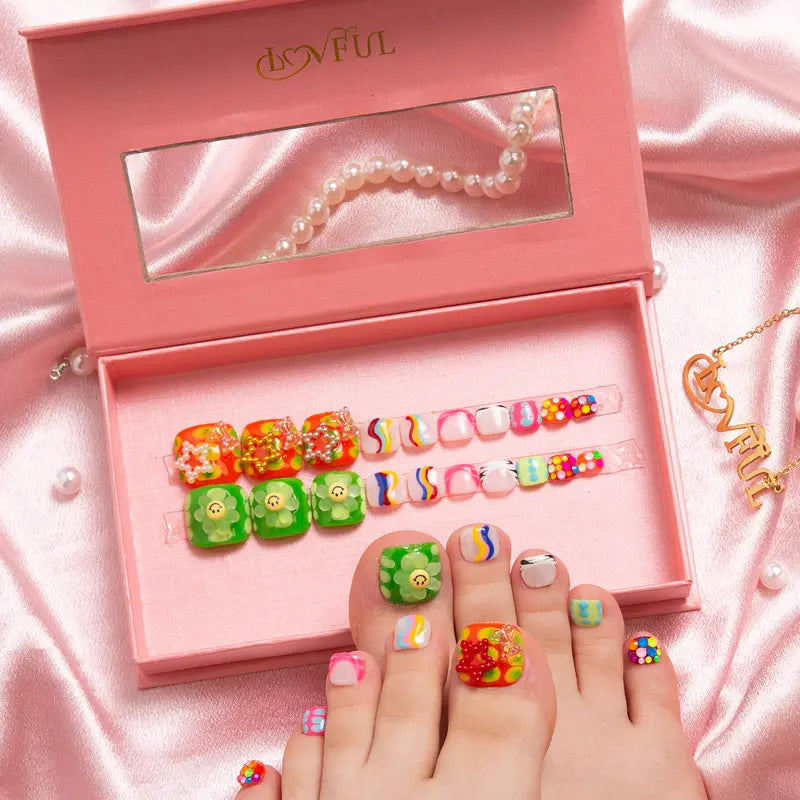20PCS SIZE FREE Lovful Acrylictoes Handmade Press on Feet Nails Pedicure Acrylicnailtoes (RY)
