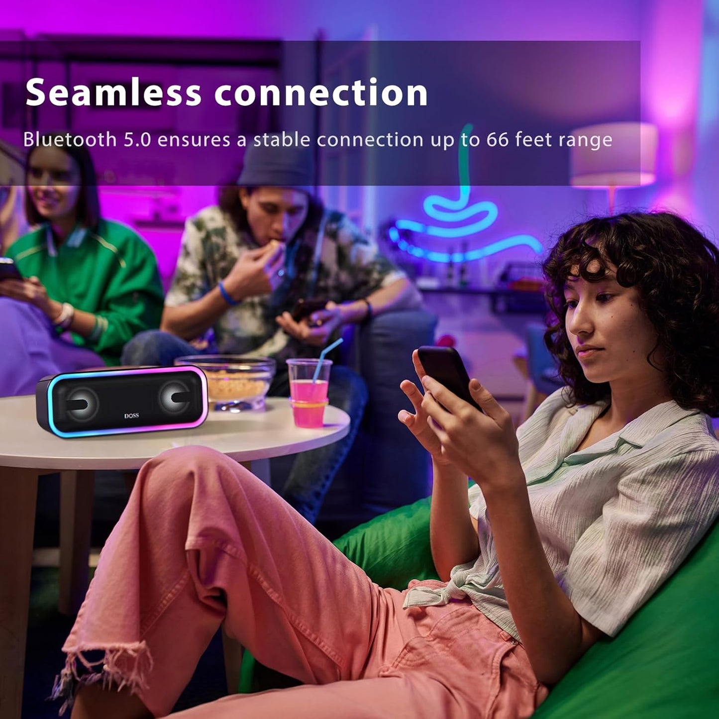 Unleash Your Sound Experience with the SoundBox Pro+ Bluetooth Speaker - 24W Immersive Stereo Sound, Booming Bass, IPX6 Waterproof, and 15 Hours of Playtime - Perfect for Parties and Outdoor Adventures!