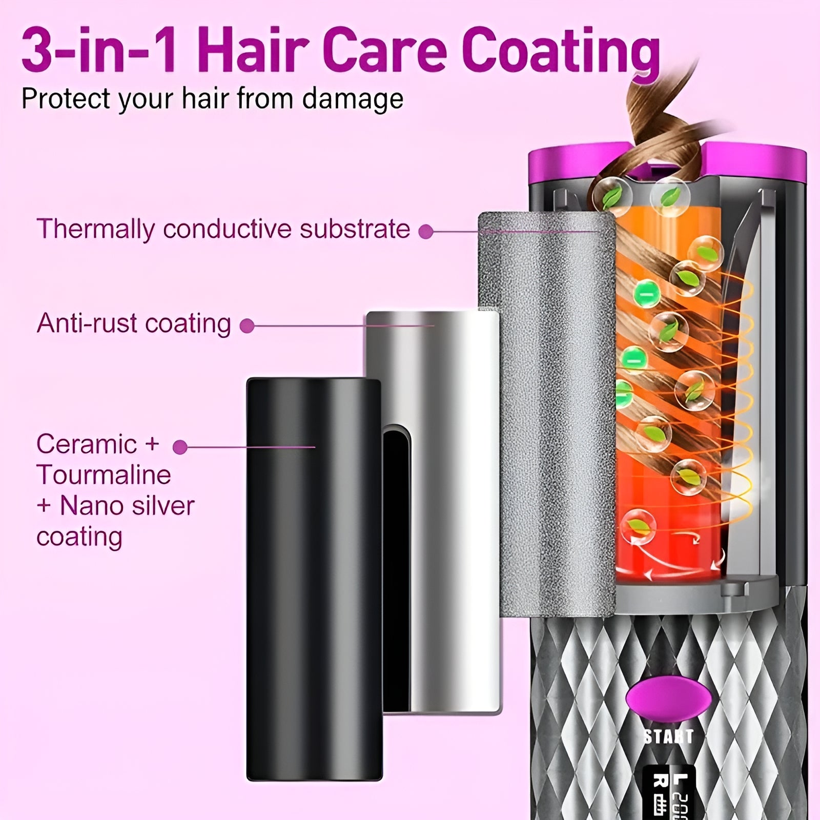 Revolutionize Your Hair Styling with the Cordless Automatic Ceramic Hair Curler - Portable, Rechargeable & Tangle-Free Curls Anytime, Anywhere!