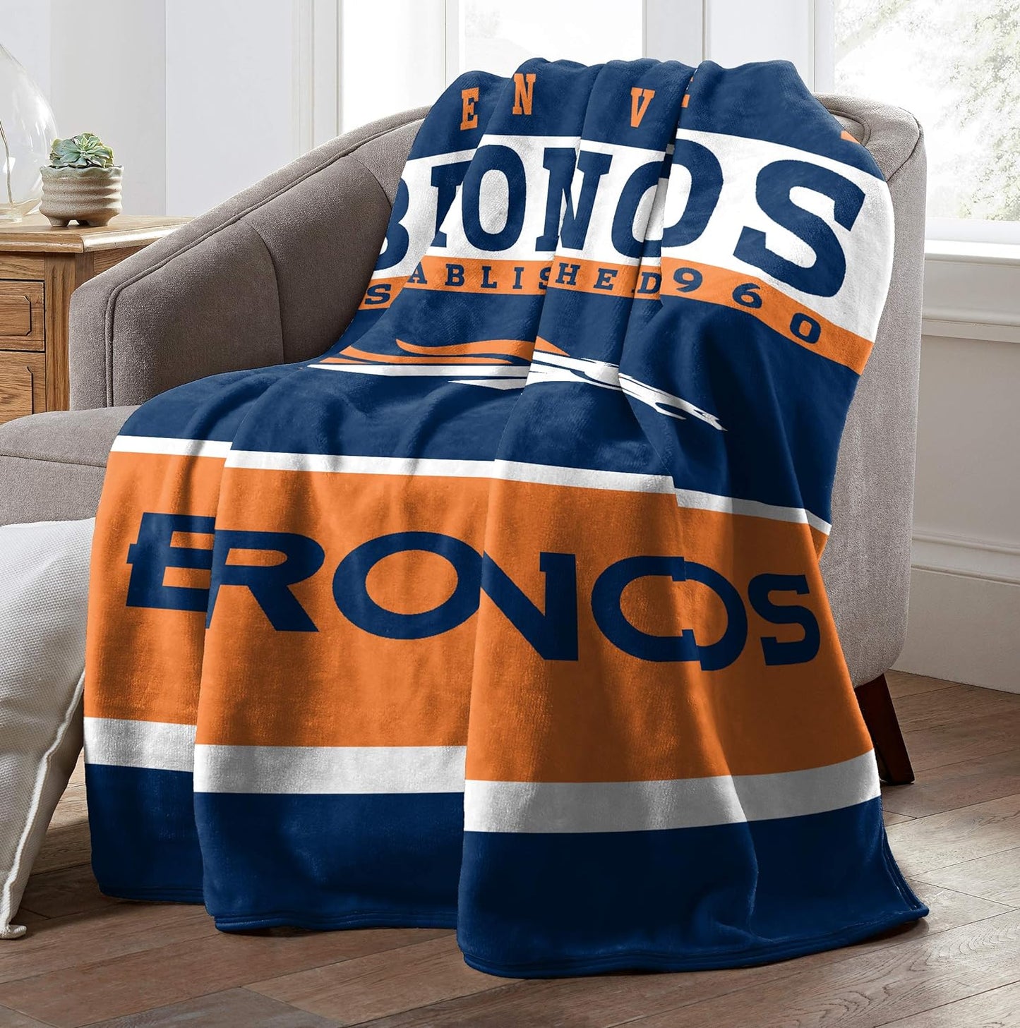 NFL Denver Broncos Unisex-Adult Raschel Throw Blanket, 60" X 80", 12Th Man