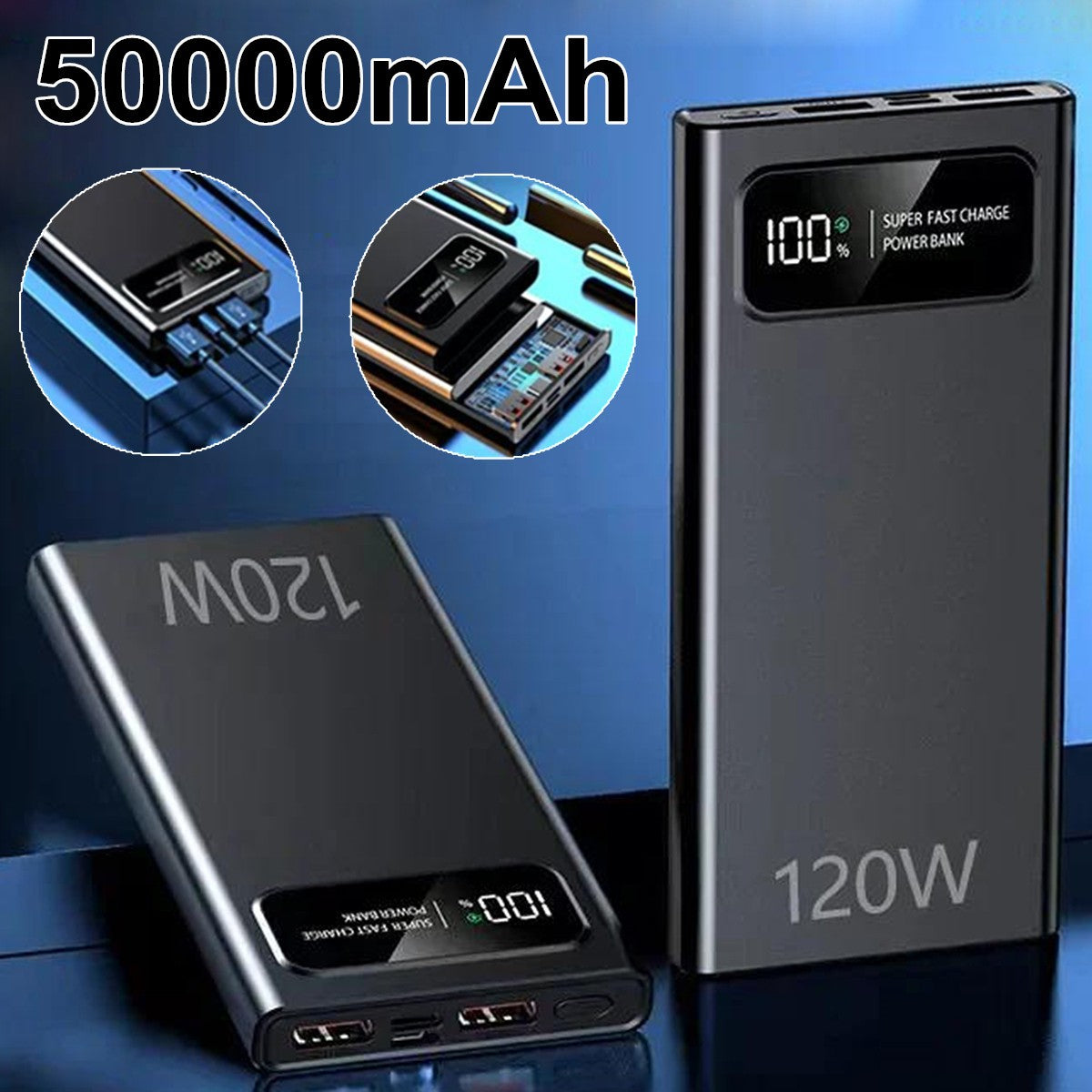 Ultra-Powerful 50000mAh Fast Charging Portable Power Bank - Your On-the-Go Backup Battery Charger