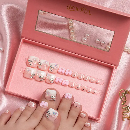 20PCS SIZE FREE Lovful Acrylictoes Handmade Press on Feet Nails Pedicure Acrylicnailtoes (RY)