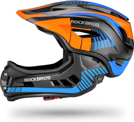 Kids Full Face Helmet Kids Bike Helmets Lightweight Toddler Mountain Bike Helmet Detachable for MTB BMX Skating Cycling Scooter Safety Bicycle Helmets for Youth Child Boys Girls Ages 3-16