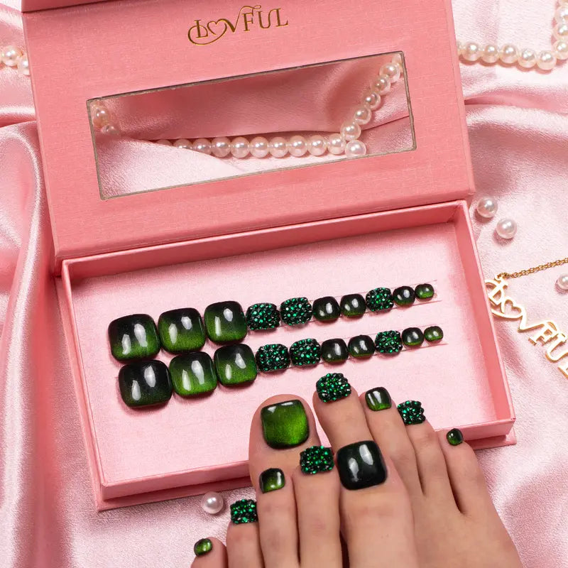 20PCS SIZE FREE Lovful Acrylictoes Handmade Press on Feet Nails Pedicure Acrylicnailtoes (RY)