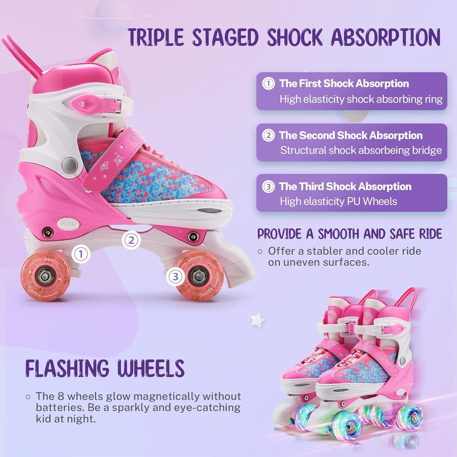 ✨ Light Up Your Fun! 🌟 Adjustable Roller Skates for Kids & Adults - Perfect for Indoor & Outdoor Adventures! 🛼💖 #RollerSkating #FunOnWheels