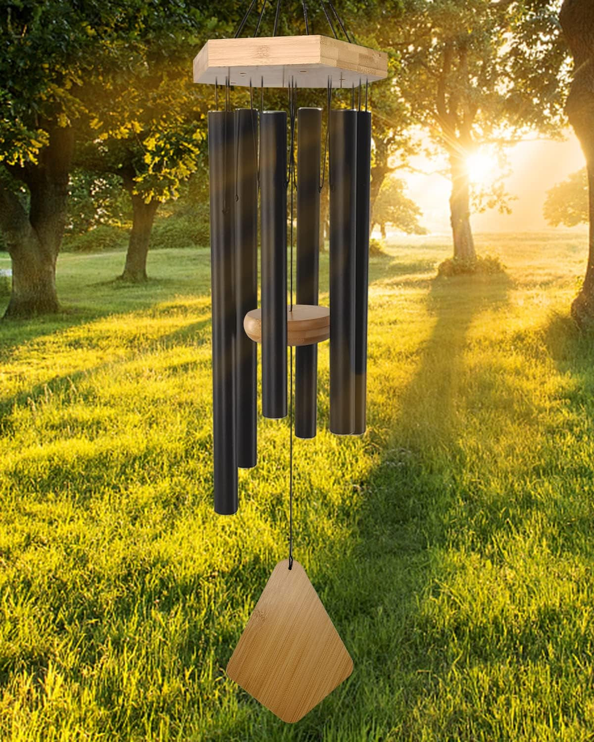 Enchanting 30-Inch Deep Tone Memorial Wind Chimes with Hook - Perfect Gift for Mother's Day, Housewarming, and Christmas - Ideal for Patio, Garden, and Home Decor in Elegant Black