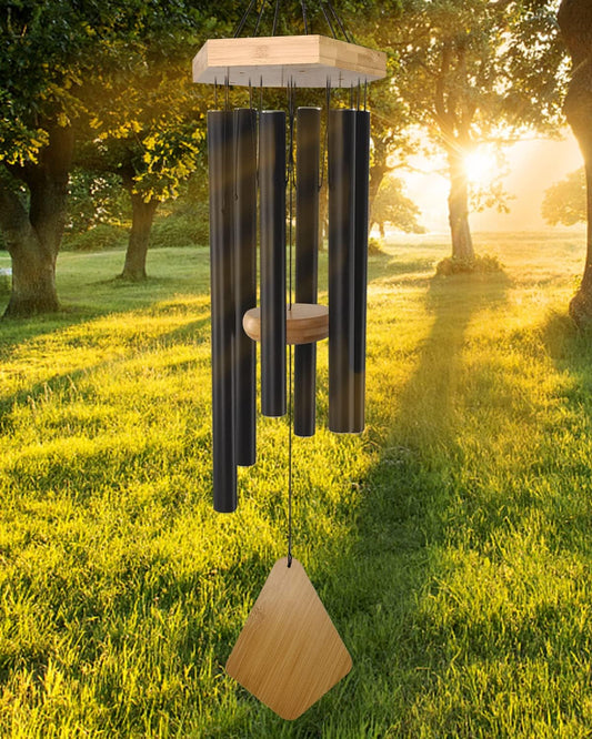 Enchanting 30-Inch Deep Tone Memorial Wind Chimes with Hook - Perfect Gift for Mother's Day, Housewarming, and Christmas - Ideal for Patio, Garden, and Home Decor in Elegant Black