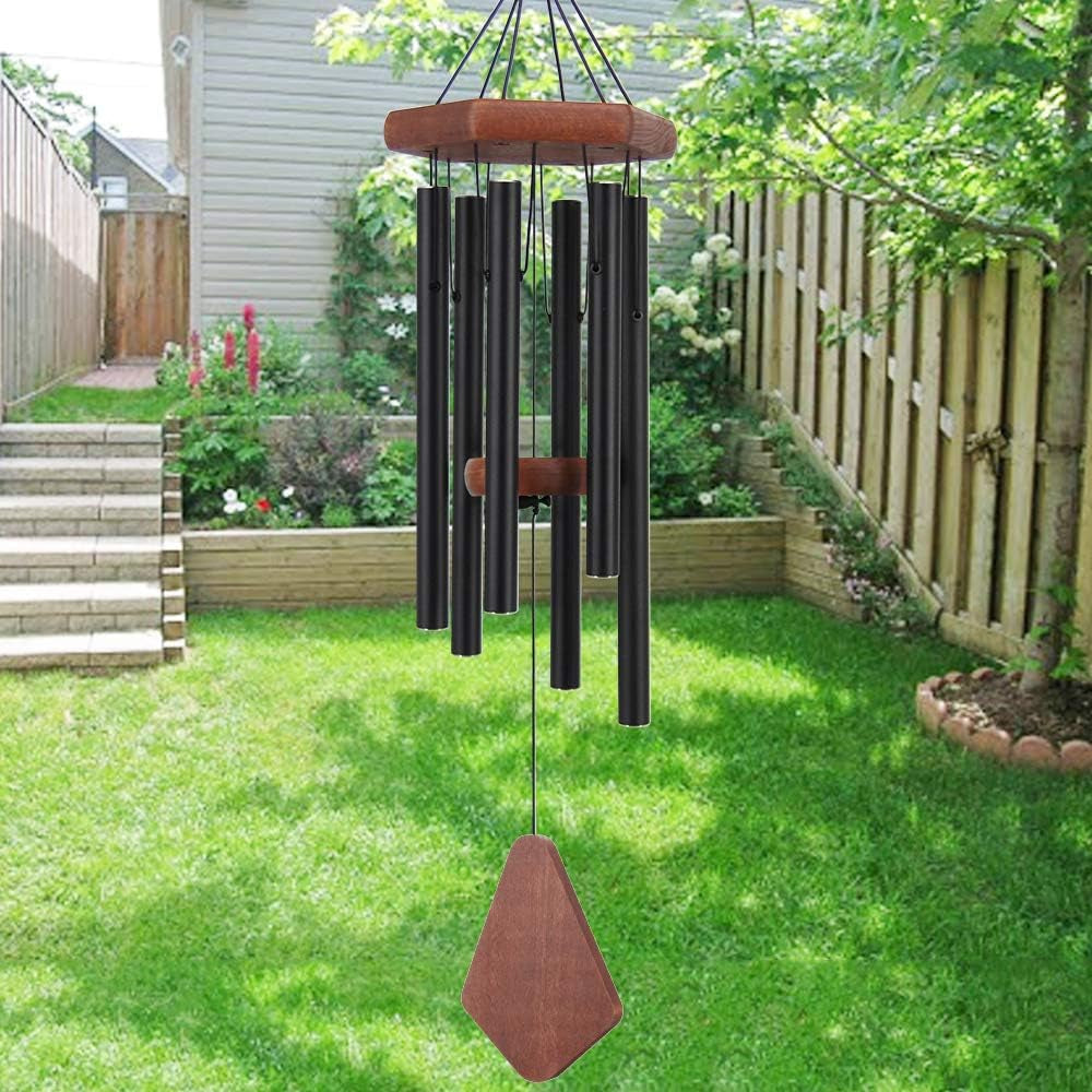 Enchanting 30-Inch Deep Tone Memorial Wind Chimes with Hook - Perfect Gift for Mother's Day, Housewarming, and Christmas - Ideal for Patio, Garden, and Home Decor in Elegant Black