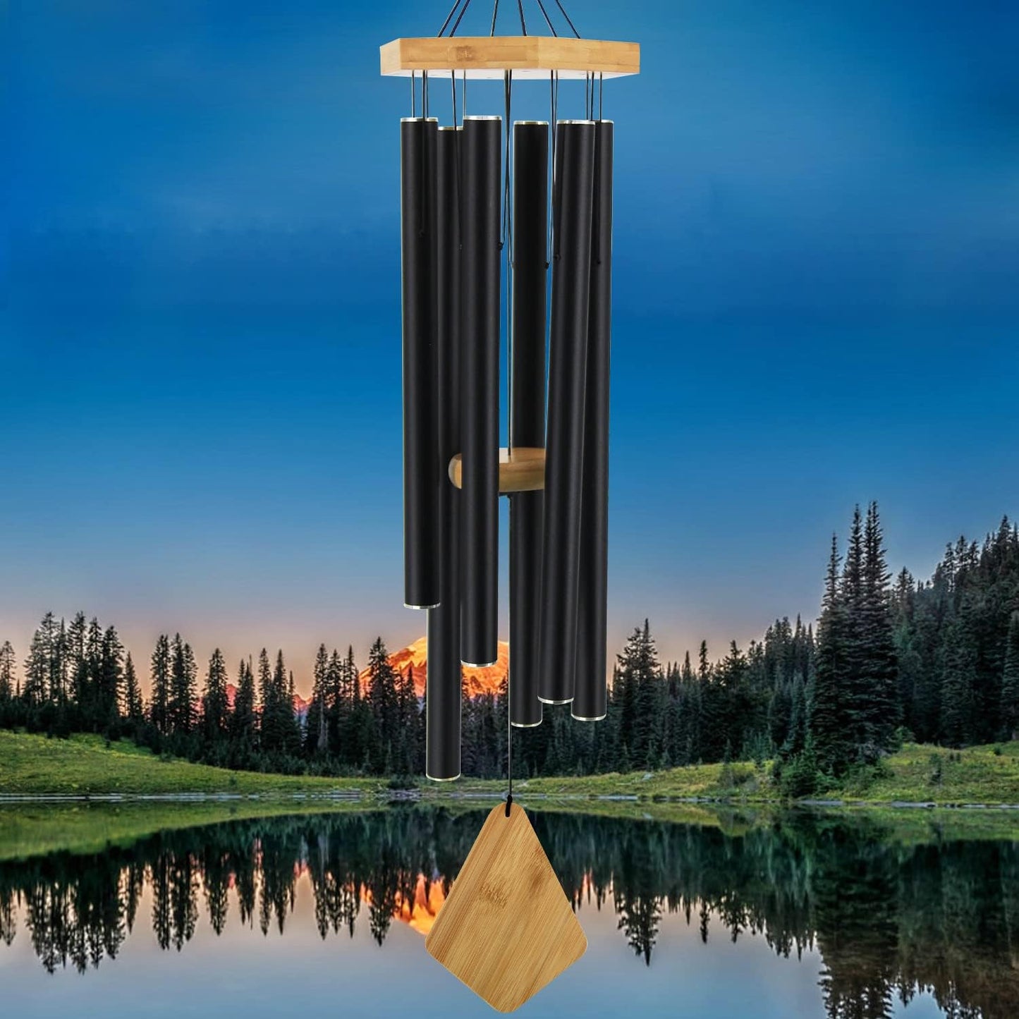 Enchanting 30-Inch Deep Tone Memorial Wind Chimes with Hook - Perfect Gift for Mother's Day, Housewarming, and Christmas - Ideal for Patio, Garden, and Home Decor in Elegant Black