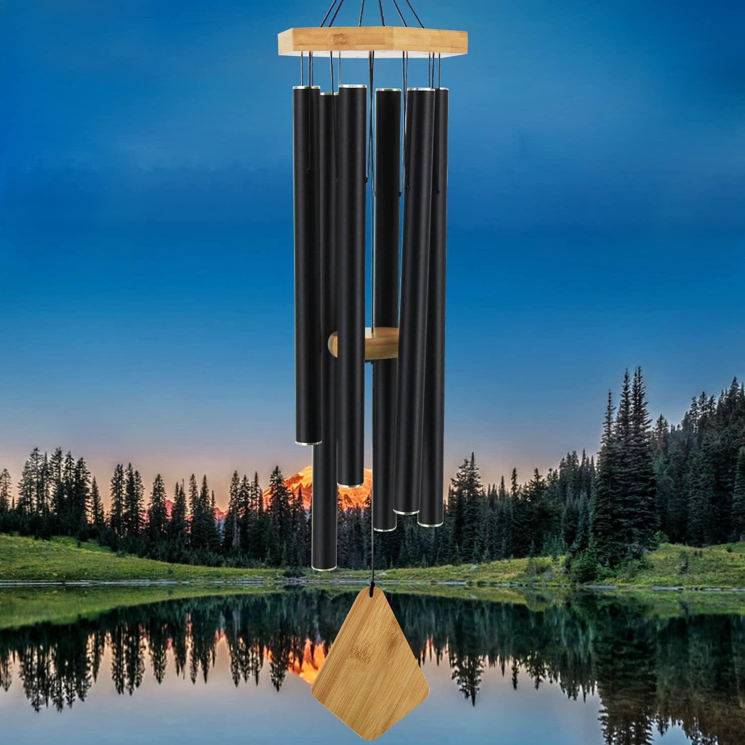 Enchanting 30-Inch Deep Tone Memorial Wind Chimes with Hook - Perfect Gift for Mother's Day, Housewarming, and Christmas - Ideal for Patio, Garden, and Home Decor in Elegant Black