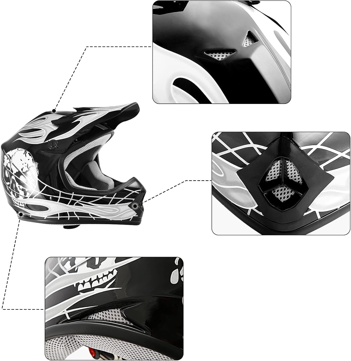 DOT Youth Kids Motorcycle Motocross ATV Helmets Offroad Street Dirt Bike Full Face Helmet