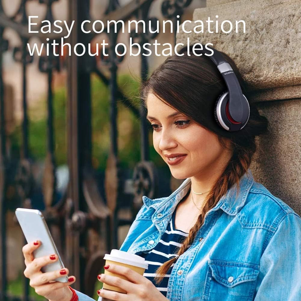 Ek-Mh7 Noise Cancelling Rechargeable Wireless Headphones Bluetooth Game Folding Headset Wired/Wireless 5.0 Portable Folding Headphones with Mic,For Online Class,Pc/Cell Phones/Tv (Silver)