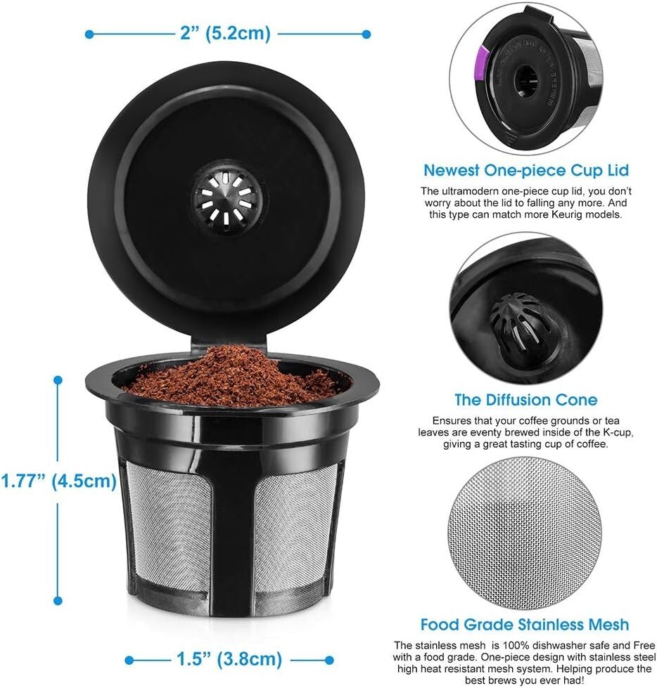 Reusable K Cups for Keurig 2.0 & 1.0 - Eco-Friendly Coffee Filters, Set of 4
