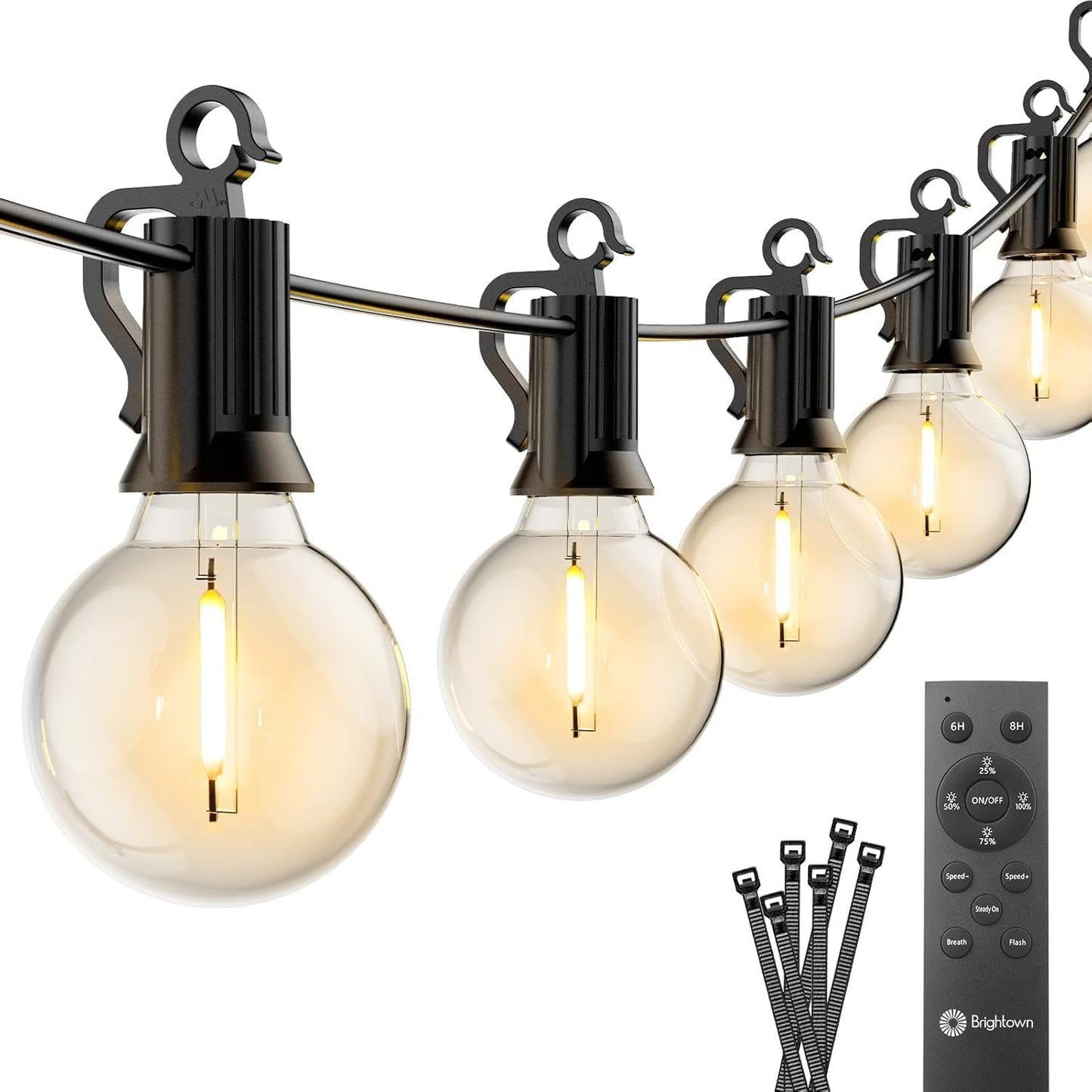 Illuminate Your Outdoor Spaces with 38Ft Waterproof String Lights - Remote-Controlled LED Bulbs for Perfect Ambiance