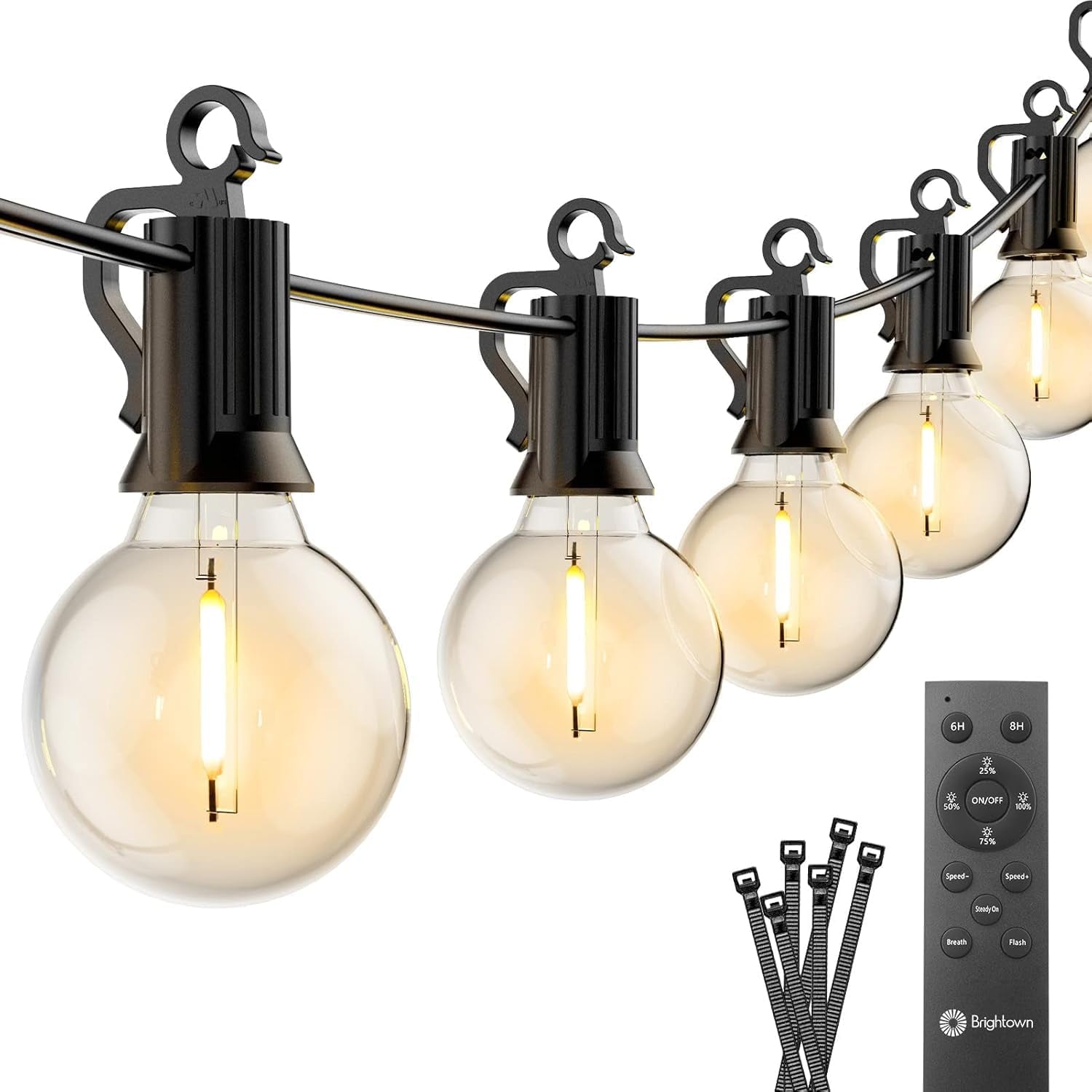 Illuminate Your Outdoor Spaces with 38Ft Waterproof String Lights - Remote-Controlled LED Bulbs for Perfect Ambiance