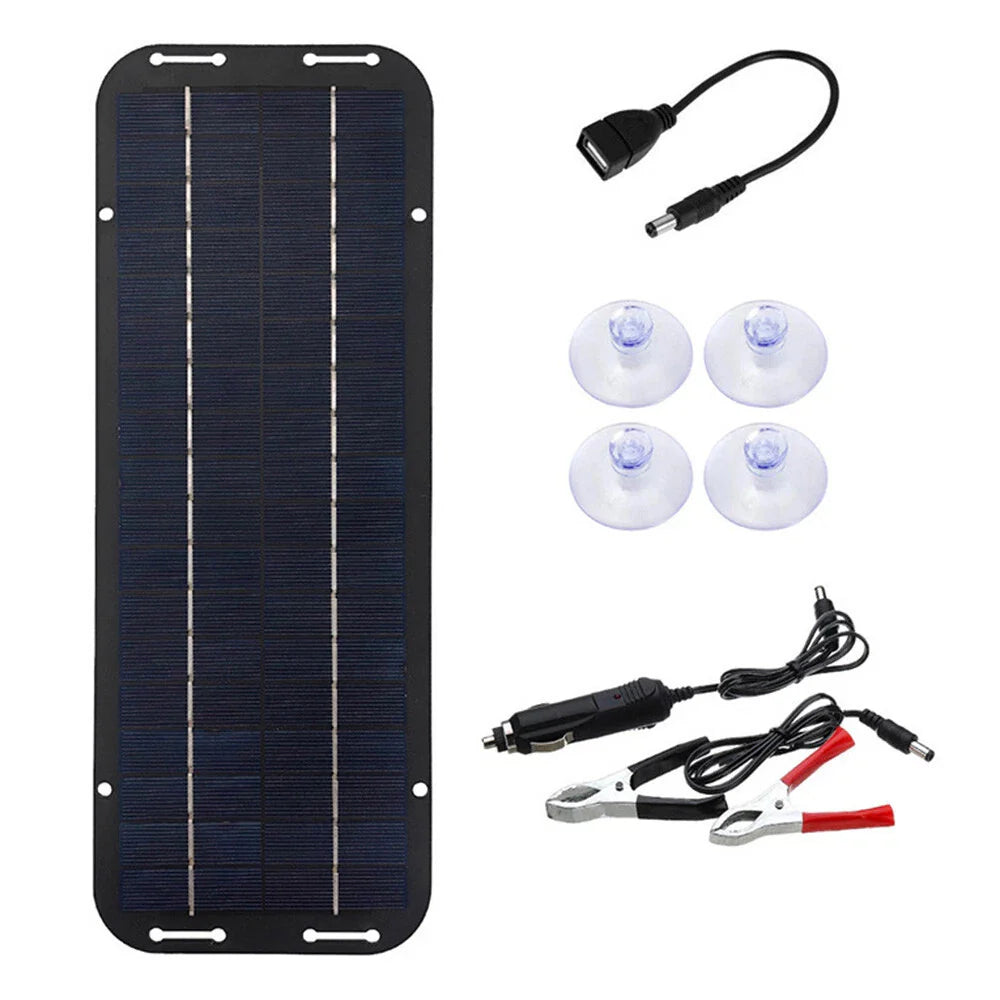30W High-Efficiency Solar Panel Kit - 12V Trickle Charger for Boats, Cars, and RVs