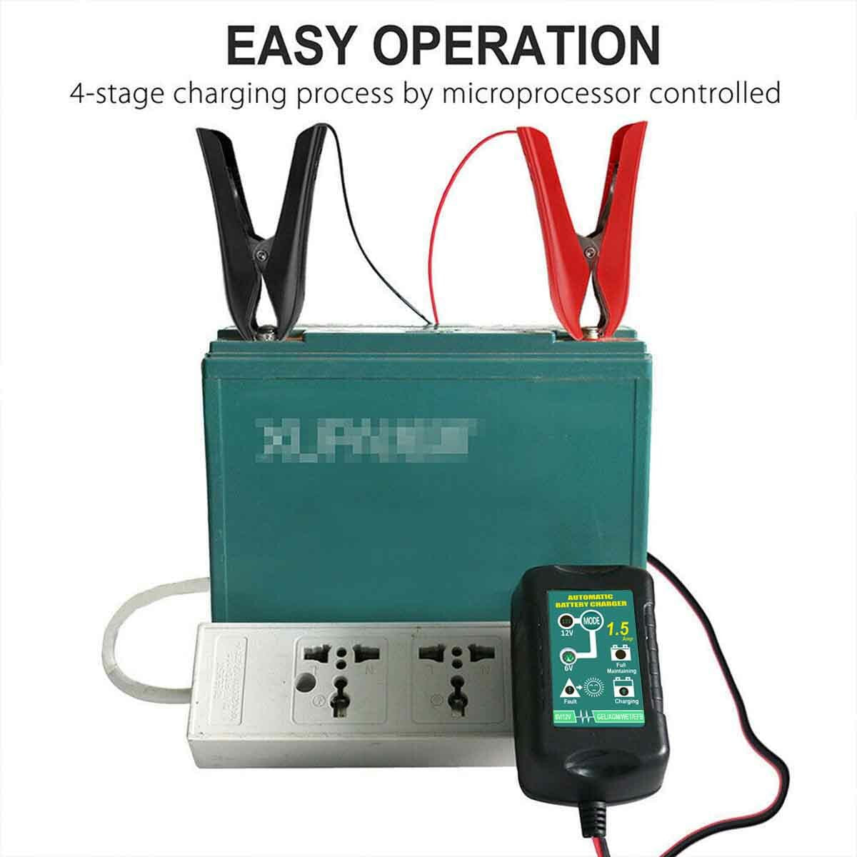 Smart Automatic Battery Charger & Maintainer for 6V/12V Motorcycles - Trickle Float Technology