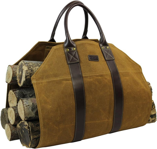 "🔥 Carry Your Firewood in Style! 🌲✨ Check out our Waxed Canvas Log Tote Bag - Perfect for Indoor & Outdoor Adventures! 🏕️🔥 #FirewoodCarrier #CampingEssentials"