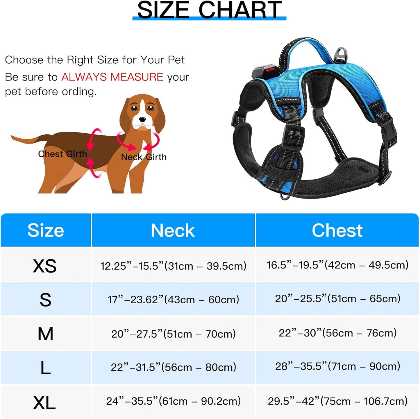 Illuminate Your Dog's Adventures with the LED Dog Harness - Adjustable, Reflective, and Comfortable for Large Dogs in Blue